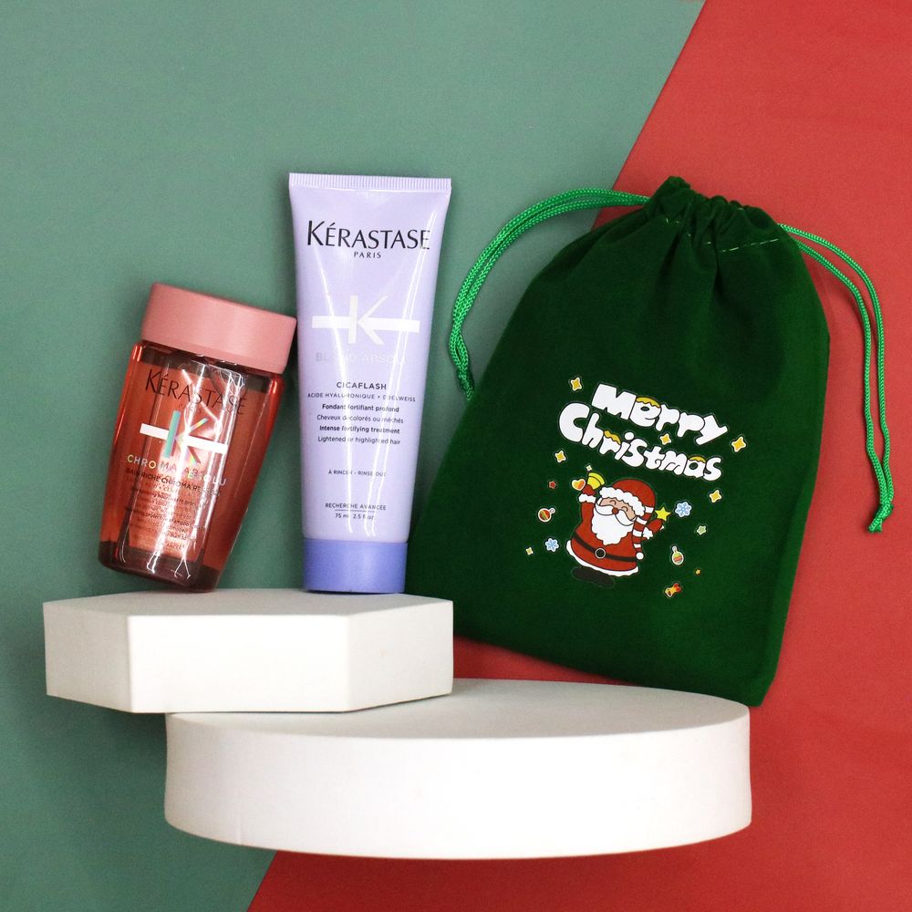 【聖誕交換禮物】『漂後補水組』KERASTASE 卡詩 恆彩重生髮浴80ml+燦金絕色玻尿酸水光髮膜75ml HH04 HH05