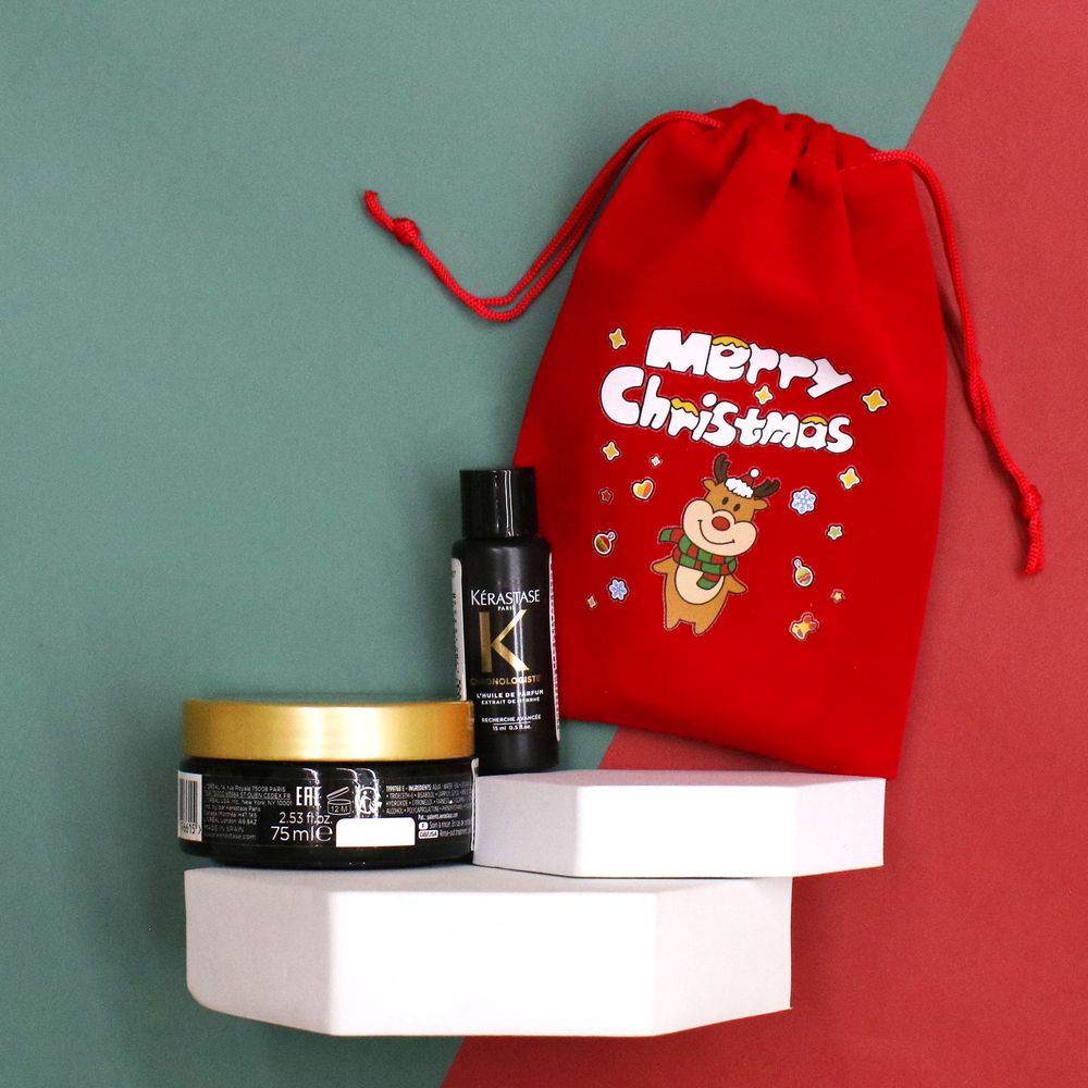【聖誕交換禮物】『奢華護髮組』KERASTASE 卡詩 黑鑽極萃逆時髮膜75ml+黑鑽極萃逆時玫瑰香氛露15ml HH08 HH13